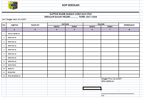 Detail Contoh Format Absensi Nomer 13