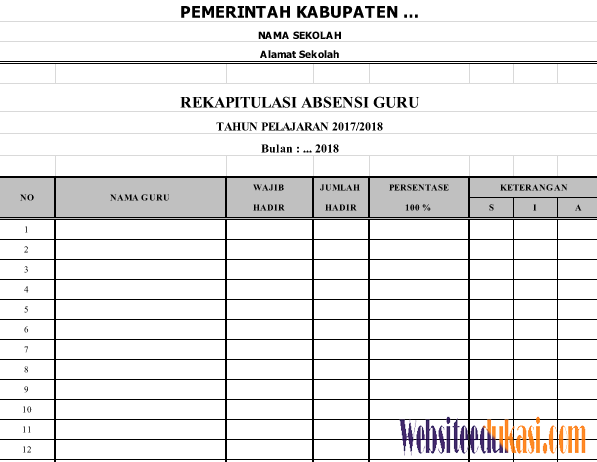 Detail Contoh Format Absensi Nomer 20