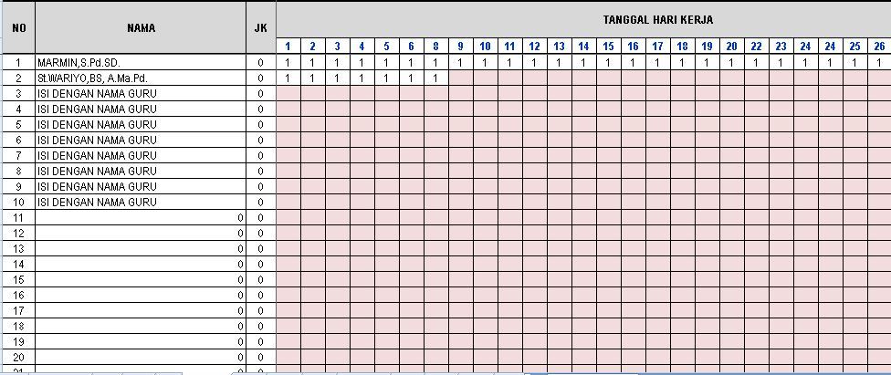 Detail Contoh Format Absensi Nomer 23