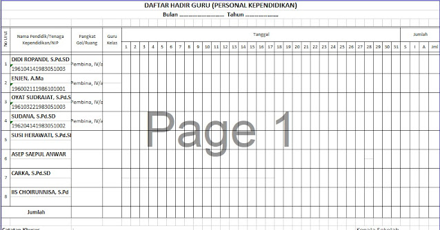 Detail Contoh Format Absensi Nomer 29