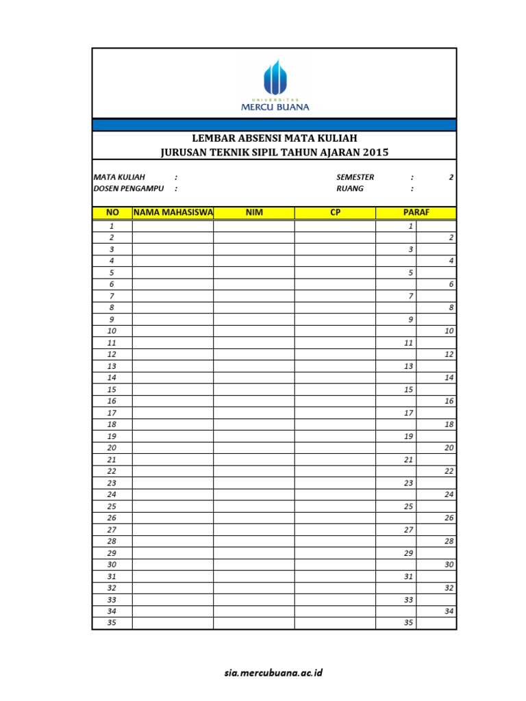 Detail Contoh Format Absensi Nomer 32