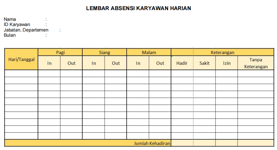 Detail Contoh Format Absensi Nomer 33