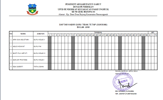 Detail Contoh Format Absensi Nomer 35