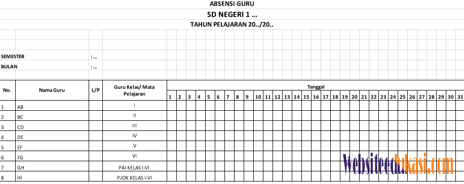 Detail Contoh Format Absensi Nomer 41