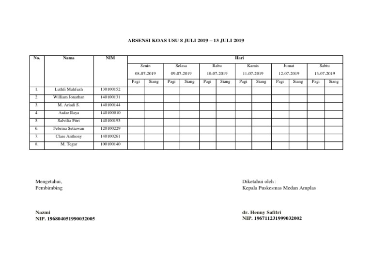 Detail Contoh Format Absensi Nomer 42