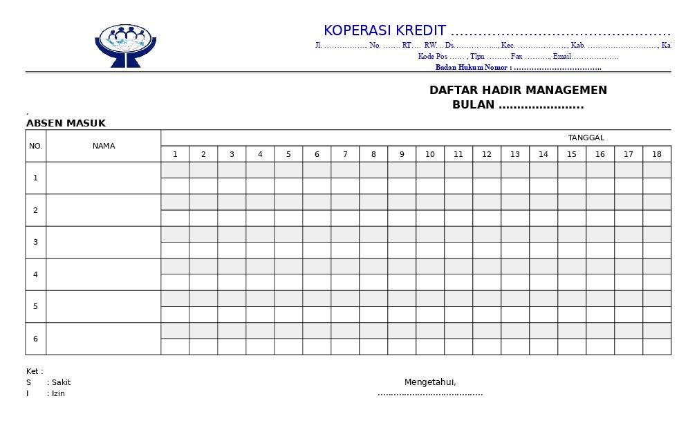 Detail Contoh Format Absensi Nomer 48