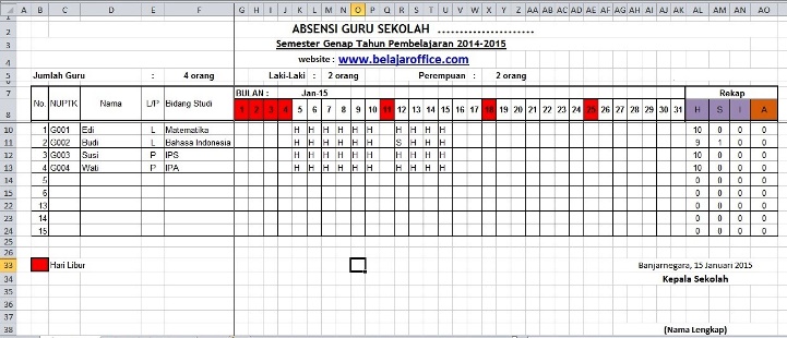 Detail Contoh Format Absensi Nomer 10