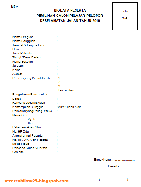 Detail Contoh Format Biodata Nomer 5