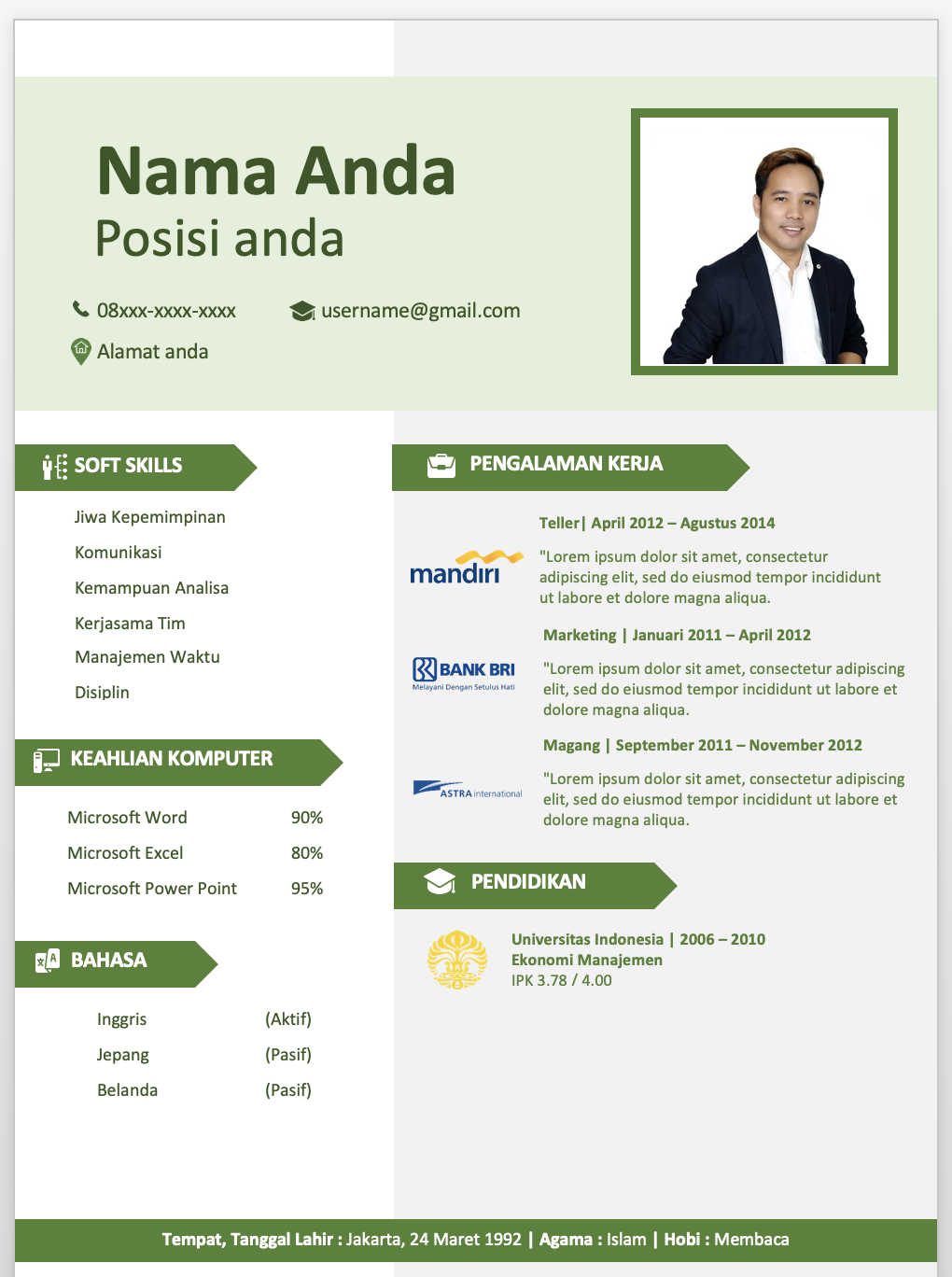 Detail Contoh Format Cv Nomer 38