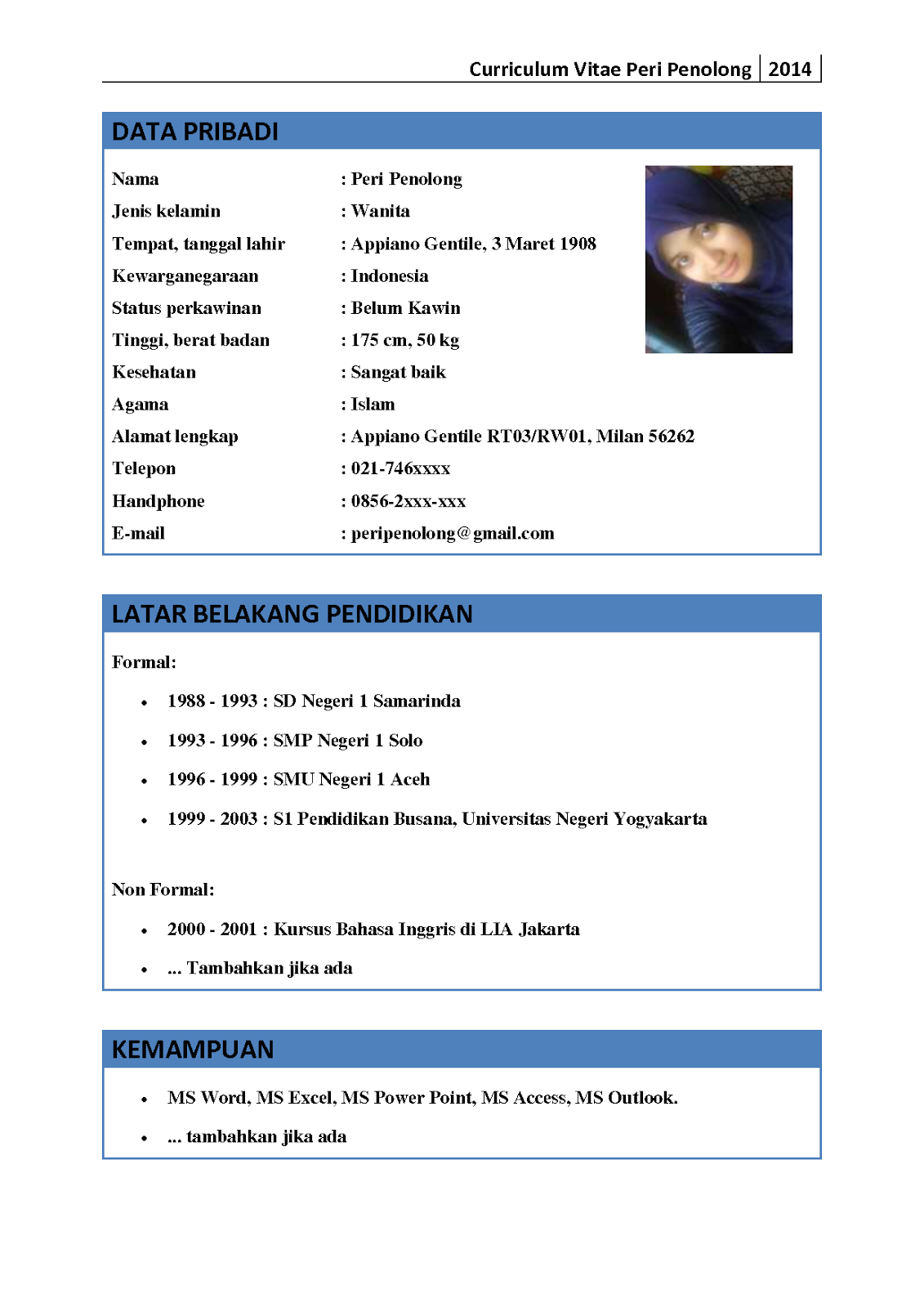Detail Contoh Format Cv Nomer 56