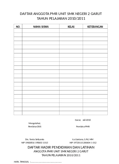 Detail Contoh Format Daftar Hadir Nomer 4