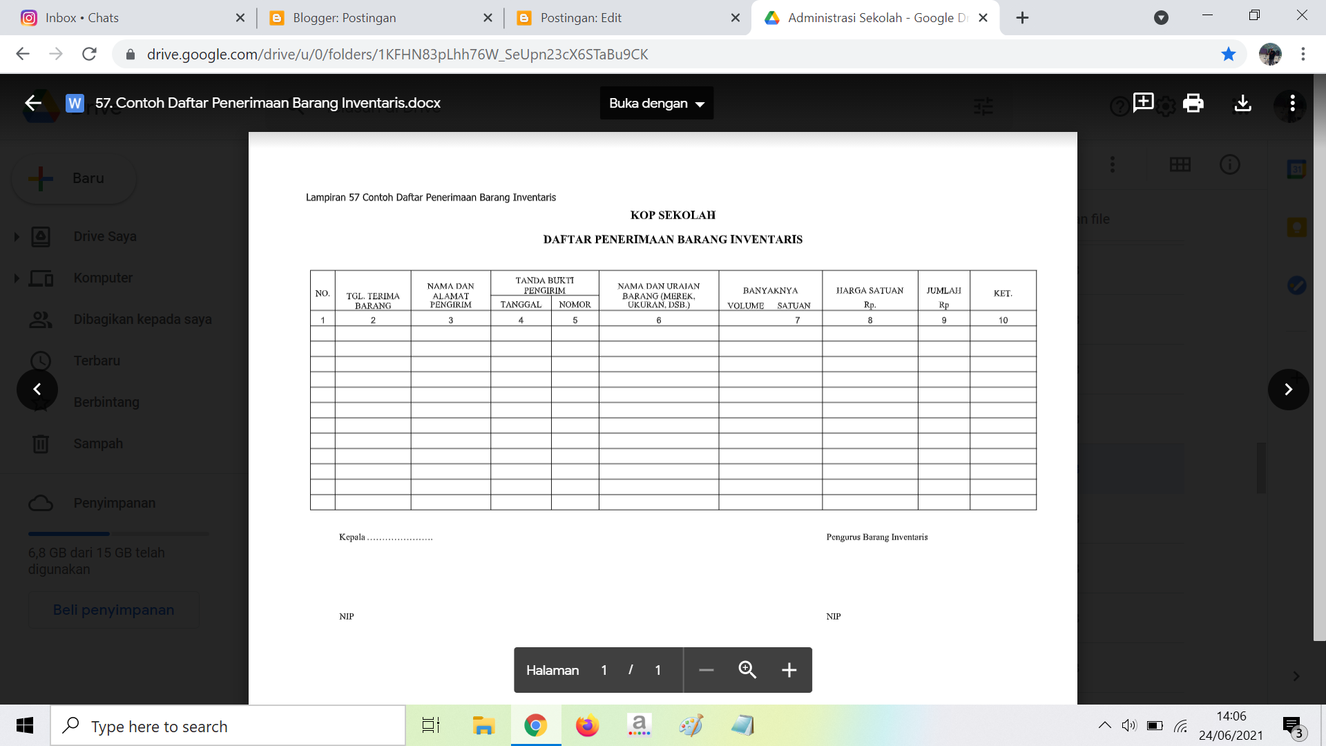 Detail Contoh Format Daftar Inventaris Barang Kantor Nomer 41