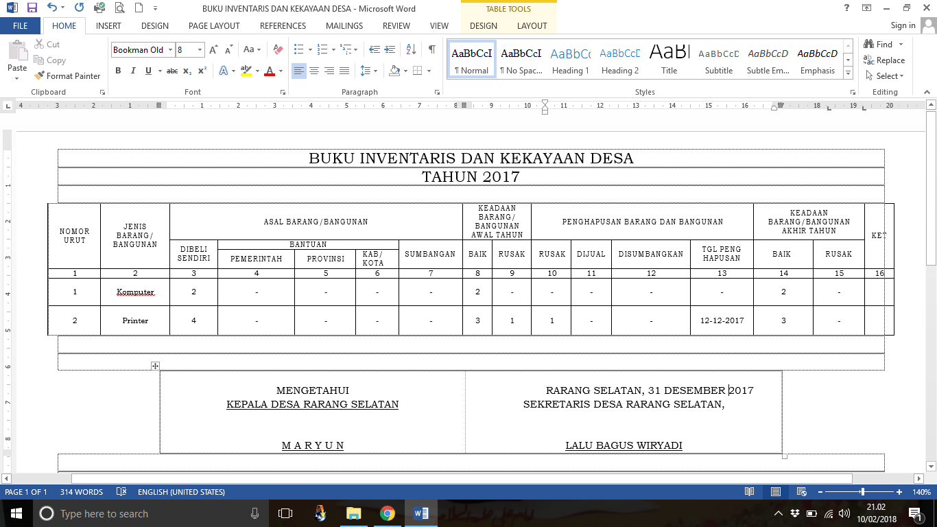 Detail Contoh Format Daftar Inventaris Barang Kantor Nomer 48