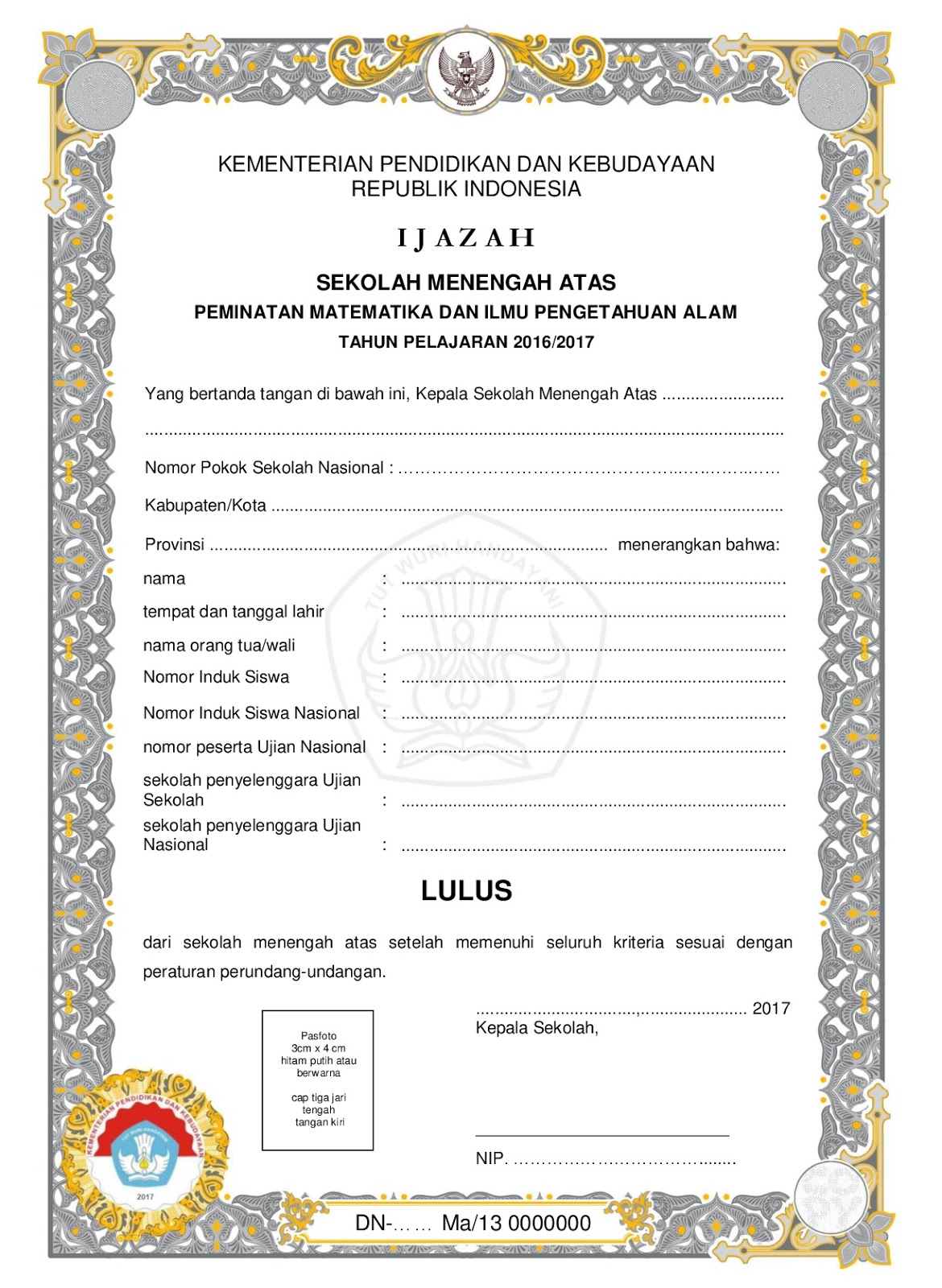 Contoh Format Ijazah S1 Download - KibrisPDR