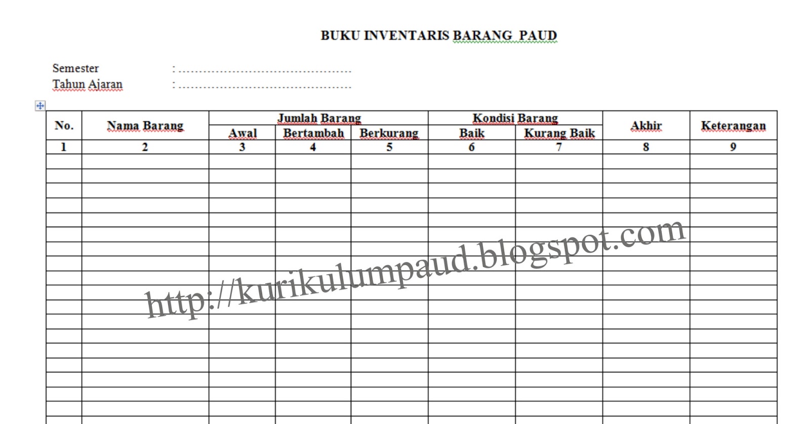 Detail Contoh Format Inventaris Barang Nomer 15