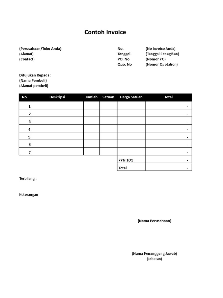 Detail Contoh Format Invoice Nomer 10