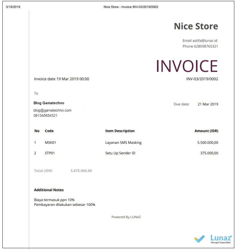 Detail Contoh Format Invoice Nomer 22