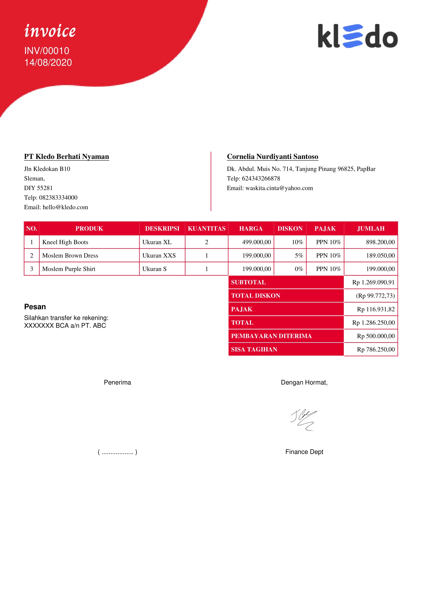 Detail Contoh Format Invoice Nomer 33