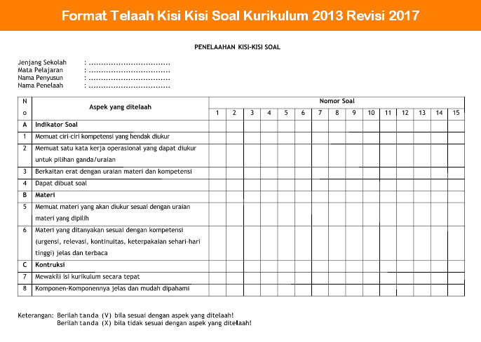 Detail Contoh Format Kisi Kisi Soal Nomer 22