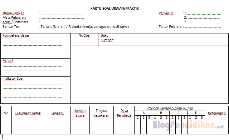 Detail Contoh Format Kisi Kisi Soal Nomer 29