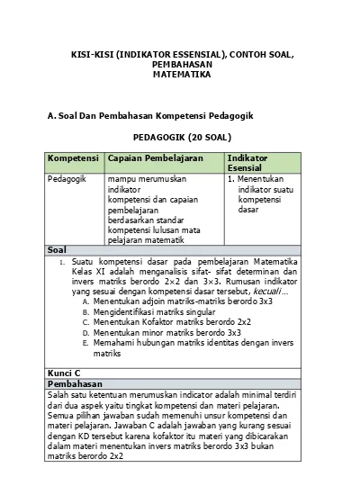 Detail Contoh Format Kisi Kisi Soal Nomer 31