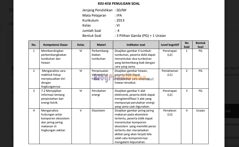 Detail Contoh Format Kisi Kisi Soal Nomer 39