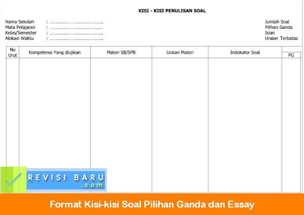 Detail Contoh Format Kisi Kisi Soal Nomer 42