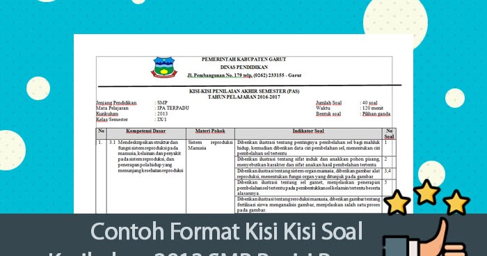 Detail Contoh Format Kisi Kisi Soal Nomer 49