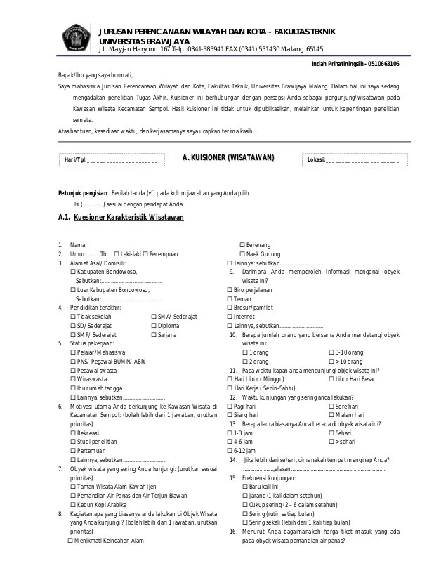 Detail Contoh Format Kuesioner Nomer 17