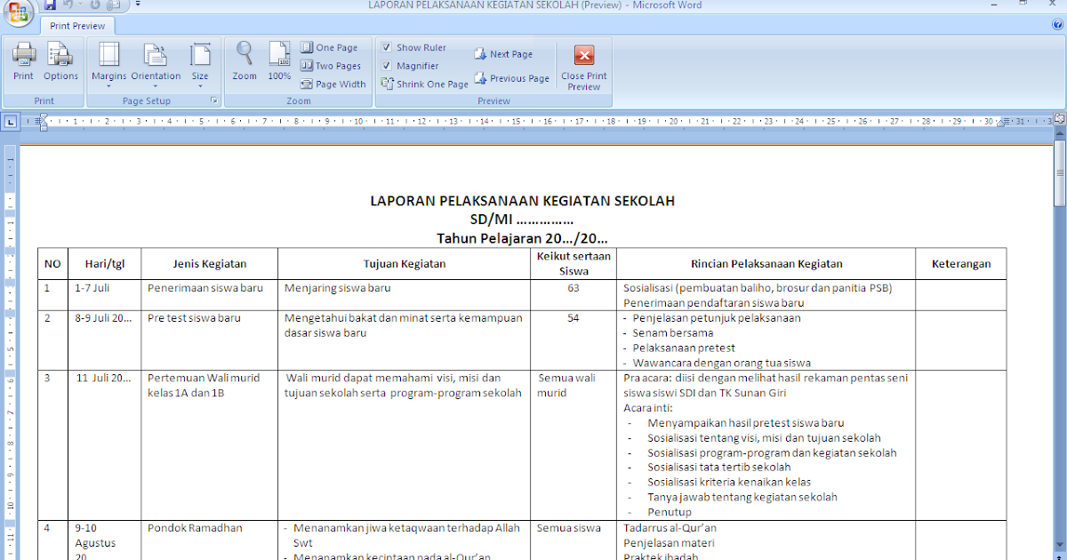 Detail Contoh Format Laporan Kegiatan Nomer 22