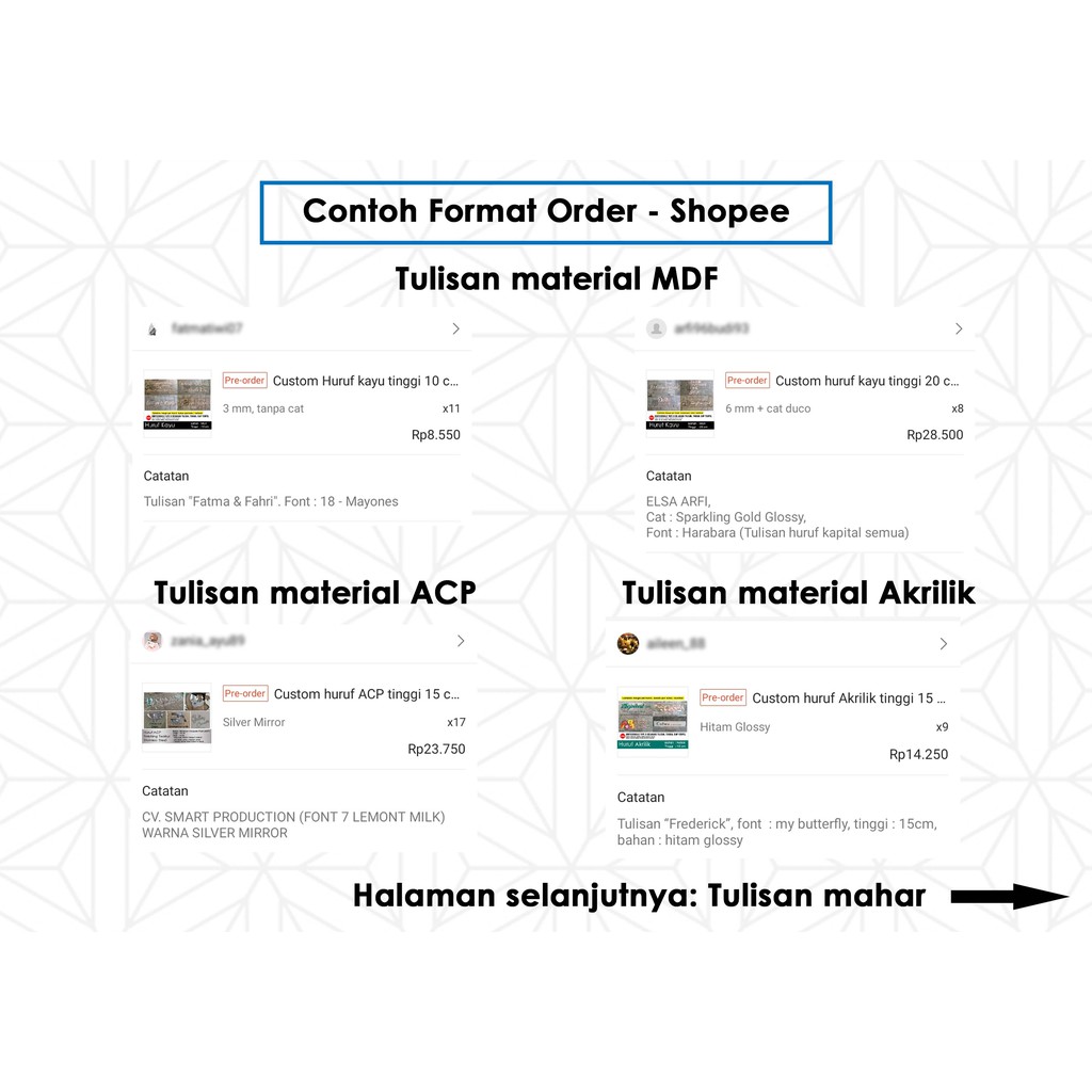 Detail Contoh Format Order Nomer 7