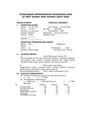 Detail Contoh Format Pengkajian Keperawatan Nomer 13