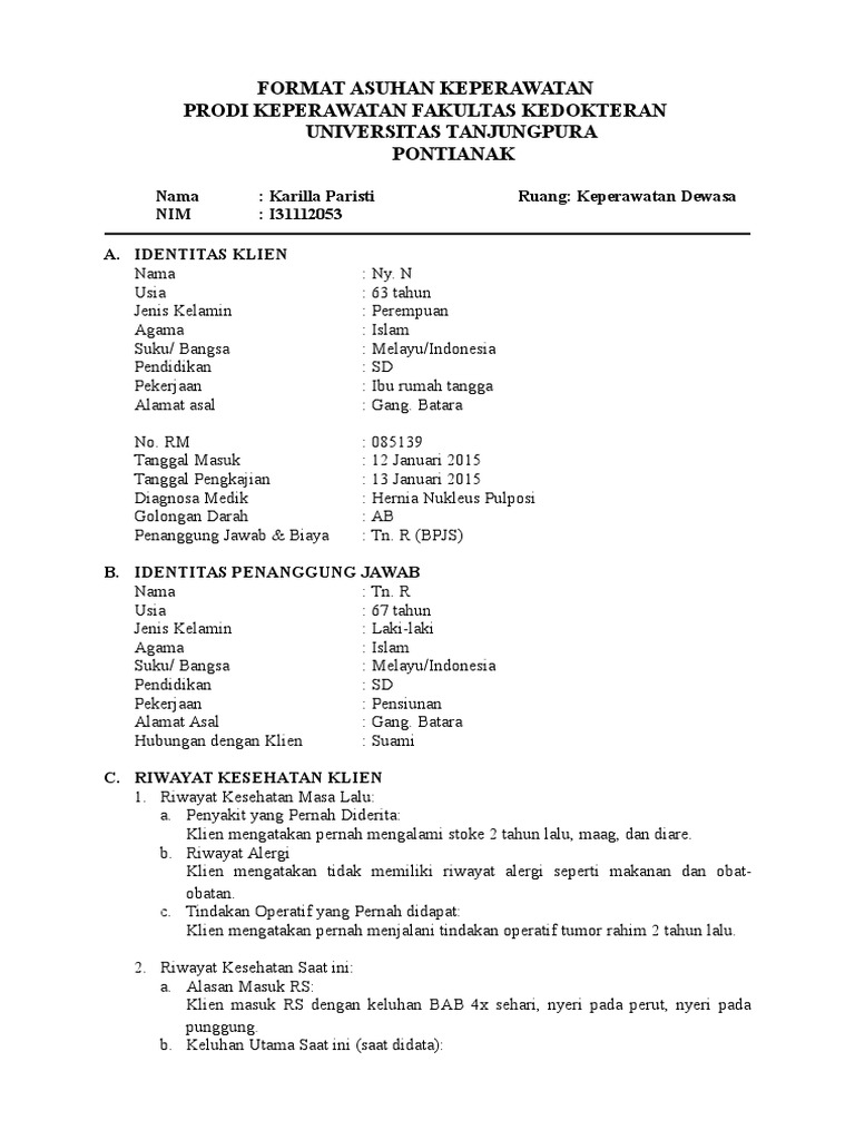 Detail Contoh Format Pengkajian Keperawatan Nomer 15