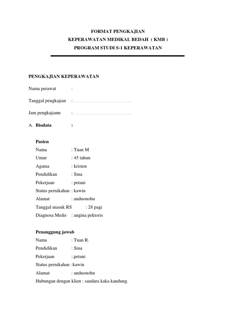 Detail Contoh Format Pengkajian Keperawatan Nomer 25