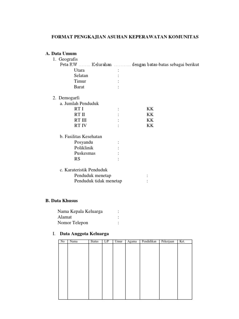 Detail Contoh Format Pengkajian Keperawatan Nomer 27