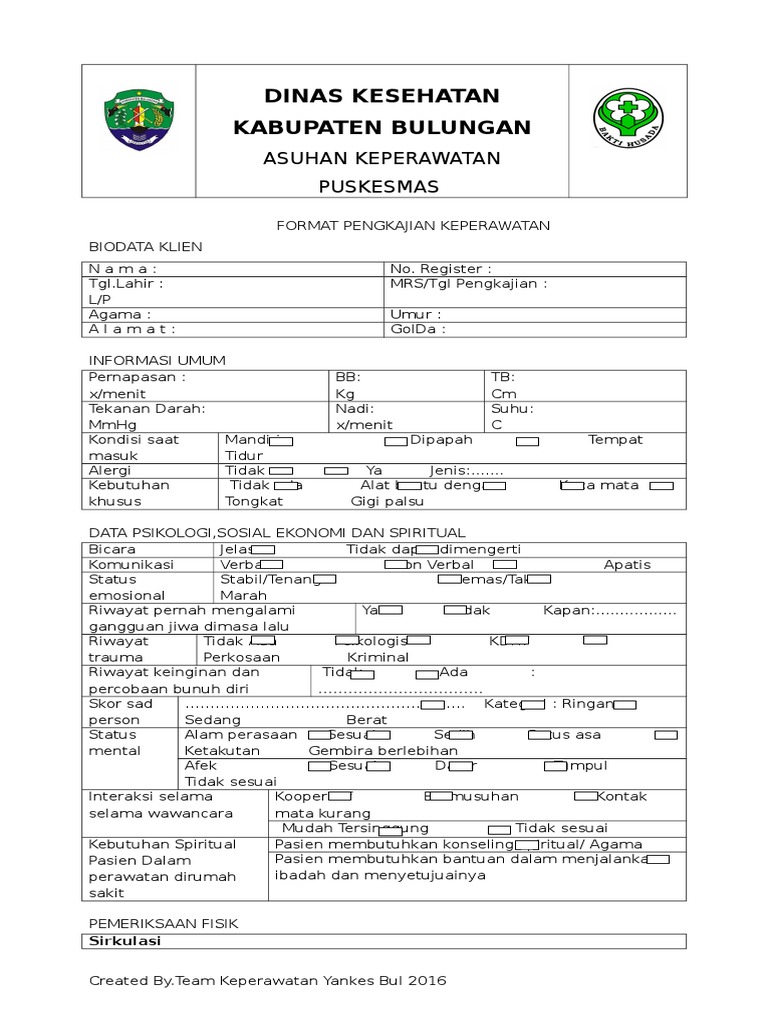 Detail Contoh Format Pengkajian Keperawatan Nomer 34