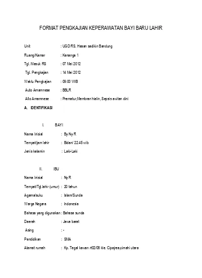 Detail Contoh Format Pengkajian Keperawatan Nomer 46