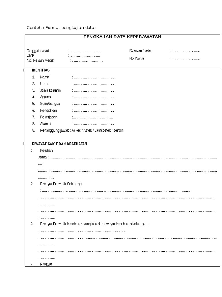 Detail Contoh Format Pengkajian Keperawatan Nomer 52