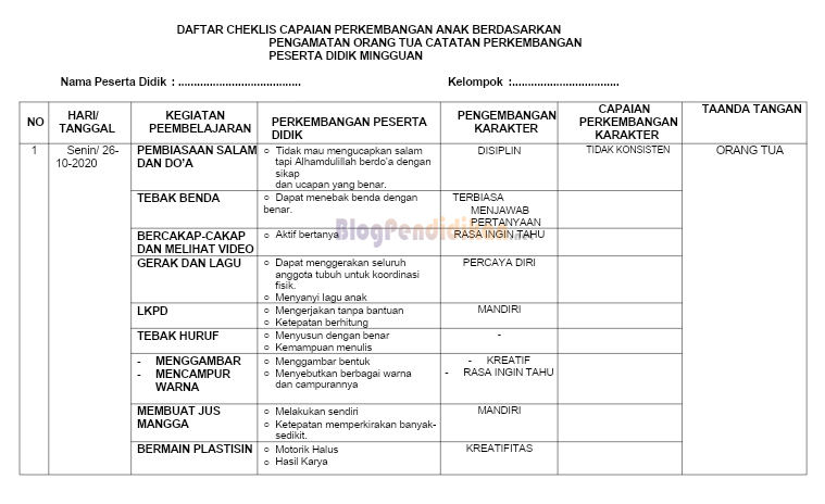 Detail Contoh Format Penilaian Nomer 24