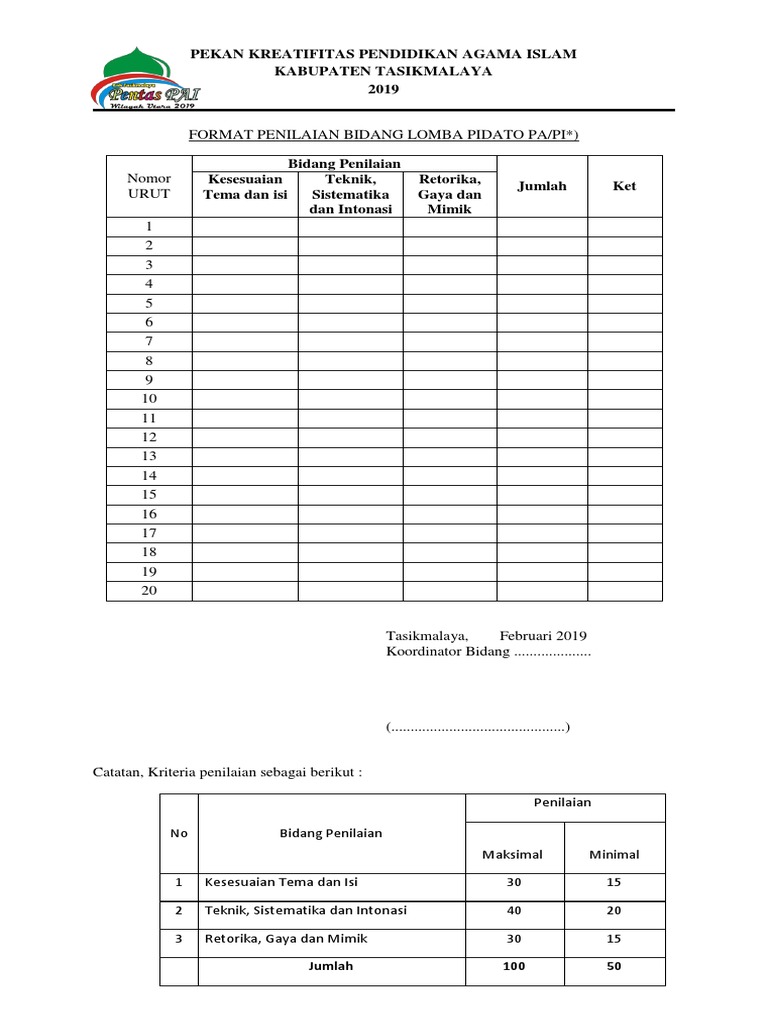 Detail Contoh Format Penilaian Nomer 53