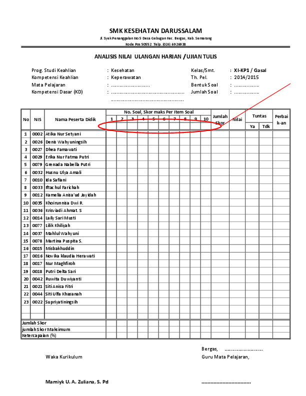 Detail Contoh Format Penilaian Nomer 55