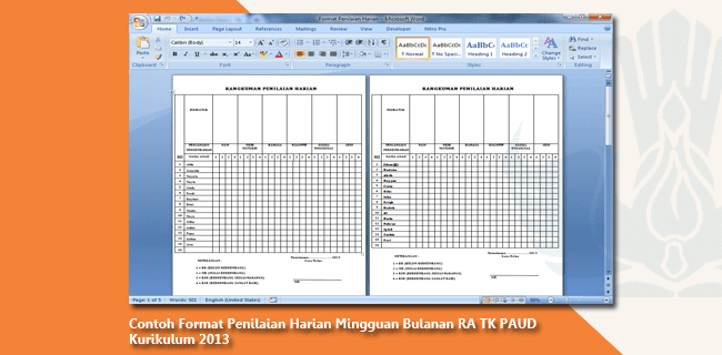 Detail Contoh Format Penilaian Nomer 57