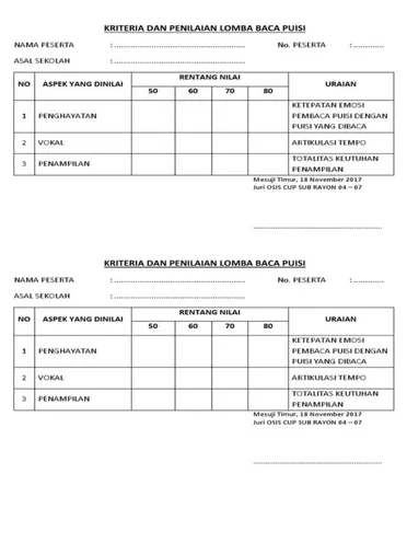 Contoh Format Penilaian Puisi - KibrisPDR