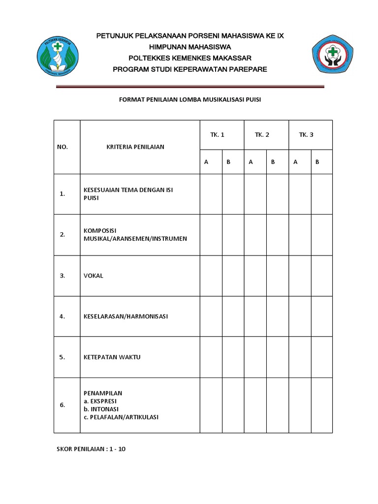 Detail Contoh Format Penilaian Puisi Nomer 12