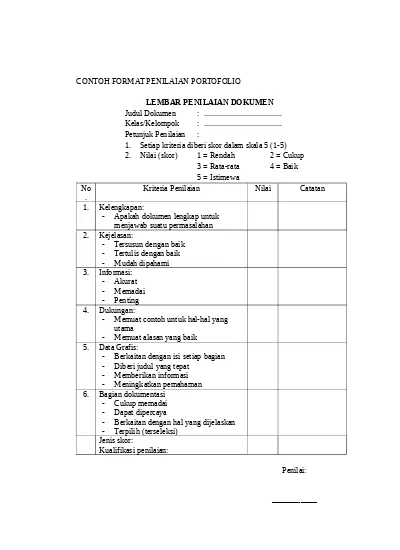 Contoh Format Portofolio - KibrisPDR