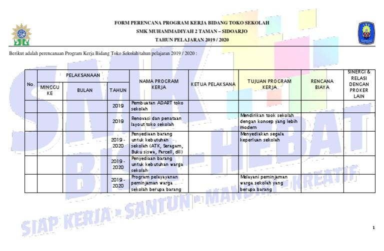 Detail Contoh Format Program Kerja Nomer 24