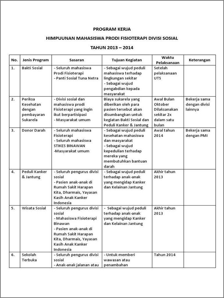 Detail Contoh Format Program Kerja Nomer 27