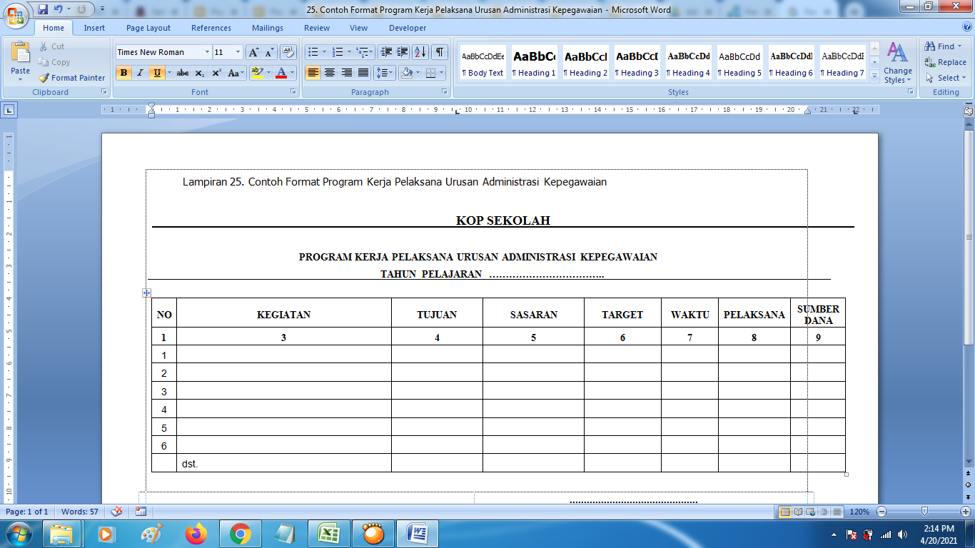 Detail Contoh Format Program Kerja Nomer 29