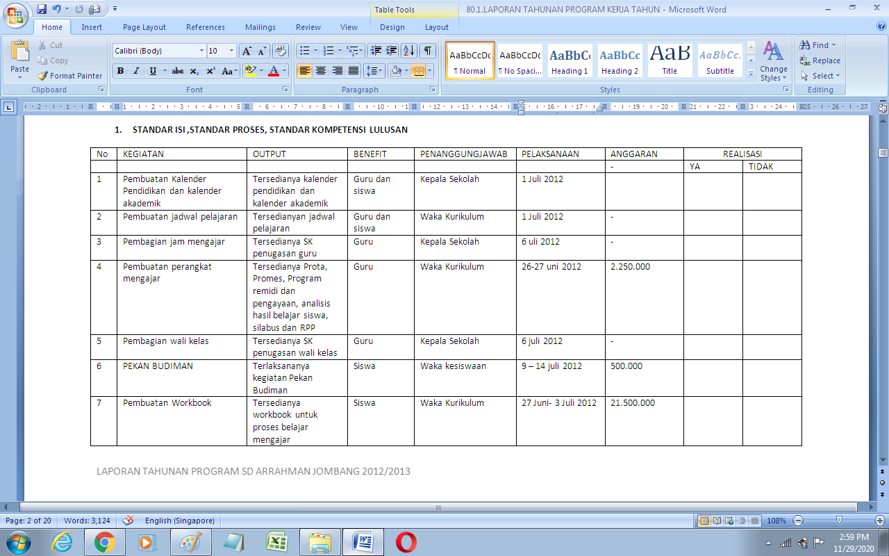 Detail Contoh Format Program Kerja Nomer 35