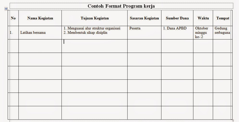 Detail Contoh Format Program Kerja Nomer 5